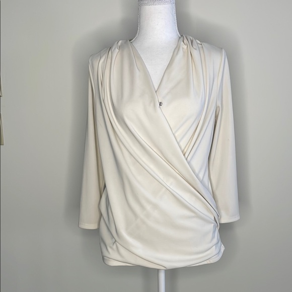H & M Wrap Cream Drape Top. Size Medium - Picture 1 of 10
